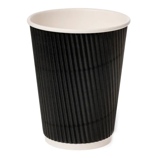 8oz Black Kraft Ripple Wall Hot Cup (Lid Ref CUP156/CUP247/CUP250) Case of 500