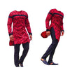 African Wear Men's Clothing Two Piece set Red Printed Black Striped Long Sleeve Top Shirt with Trouser