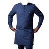 African Wear Men's Long Sleeve Light Navy Blue Top Shirt