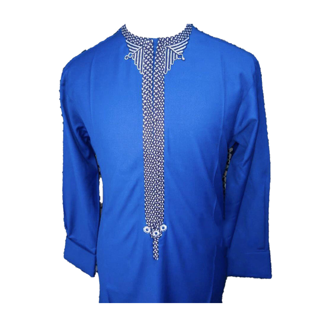 African Men's Wear Clothing Long Sleeve Two Piece Set Royal Blue Tops Shirt