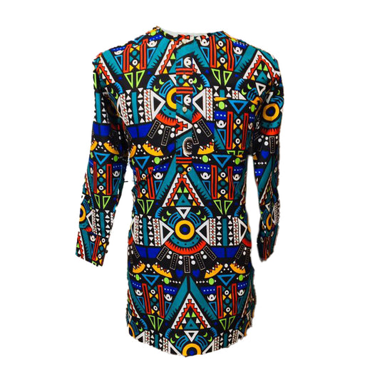African Outfit Wear Men's Multicolor Print Long Sleeve Top Shirt