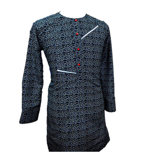 African Outfit Men's Stylish Dark Slate Grey Printed Long Sleeve Top Shirt