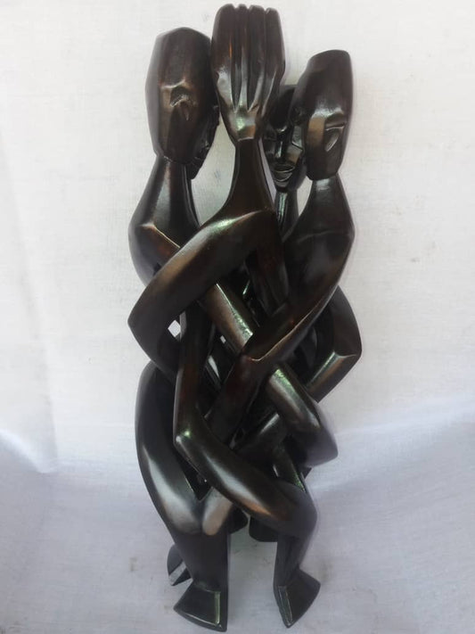 African Wooden Unity Figurine Sculpture