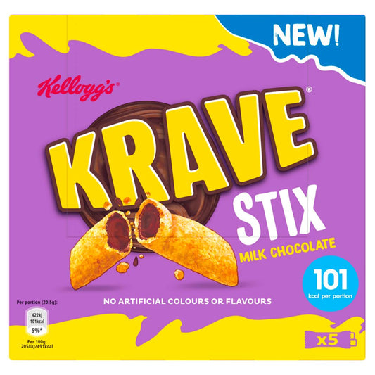 Kellogg's Krave Stix Milk Chocolate Snacks 5x20.5g