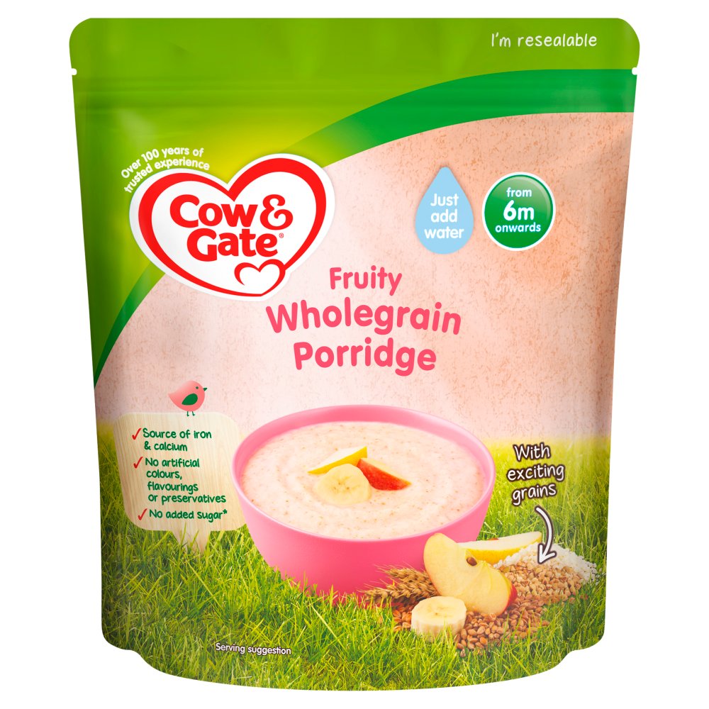 Cow & Gate Fruity Wholegrain Porridge Baby Cereal 125g