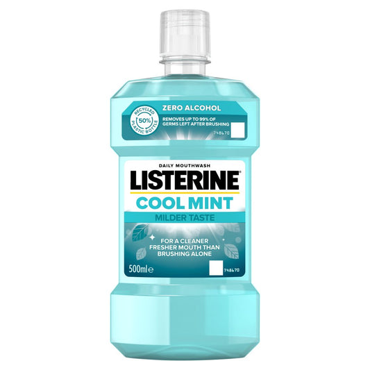 Listerine Essentials Cool Mint Milder Taste Mouthwash 500ml