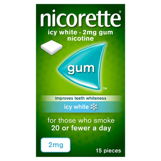 Nicorette Icy White 2mg Gum Nicotine 15 Pieces