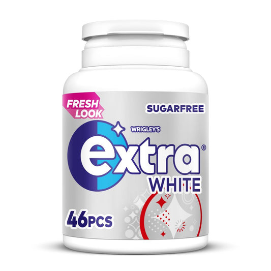 Extra White Chewing Gum Sugar Free Bottle 46 Pieces