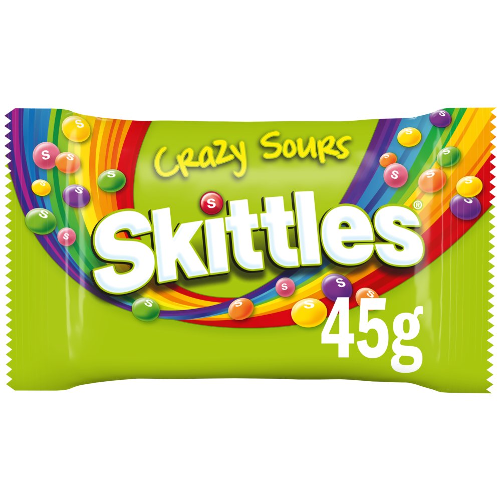 Skittles Vegan Chewy Crazy Sour Sweets Fruit Flavoured Bag 45g