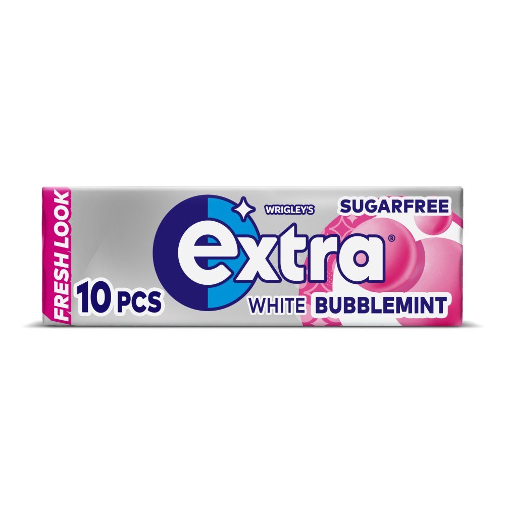 Extra White Bubblemint Chewing Gum Sugar Free 10 Pieces