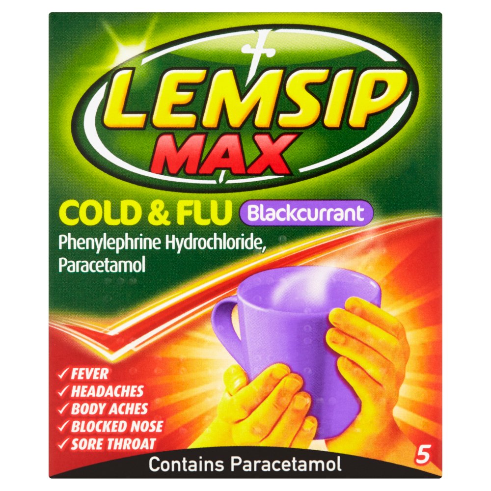 Lemsip Max Cold & Flu Blackcurrant 5 Sachets