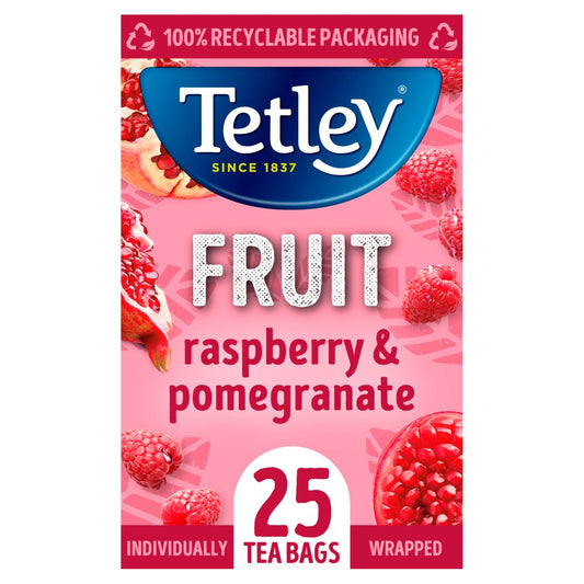 Tetley Fruit Raspberry & Pomegranate 25 Compostable Tea Bags 43.75g