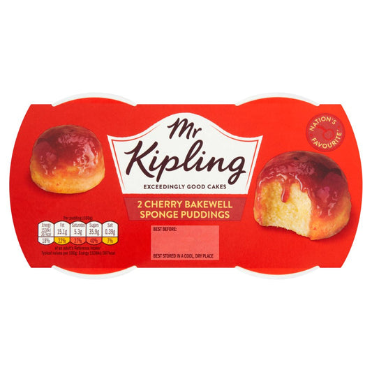 Mr Kipling Cherry Bakewell Sponge Puddings 2 x 95g