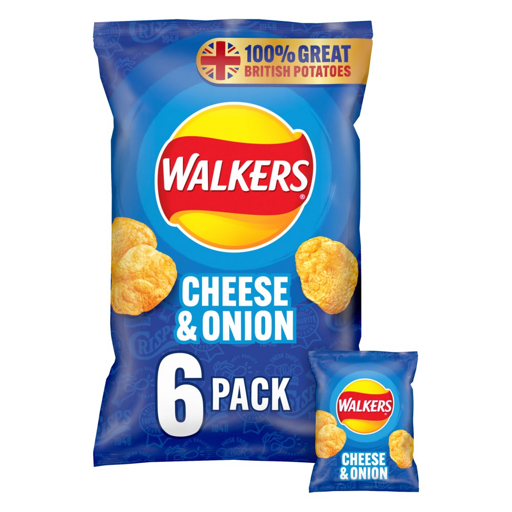 Walkers Cheese & Onion Multipack Crisps 6x25g