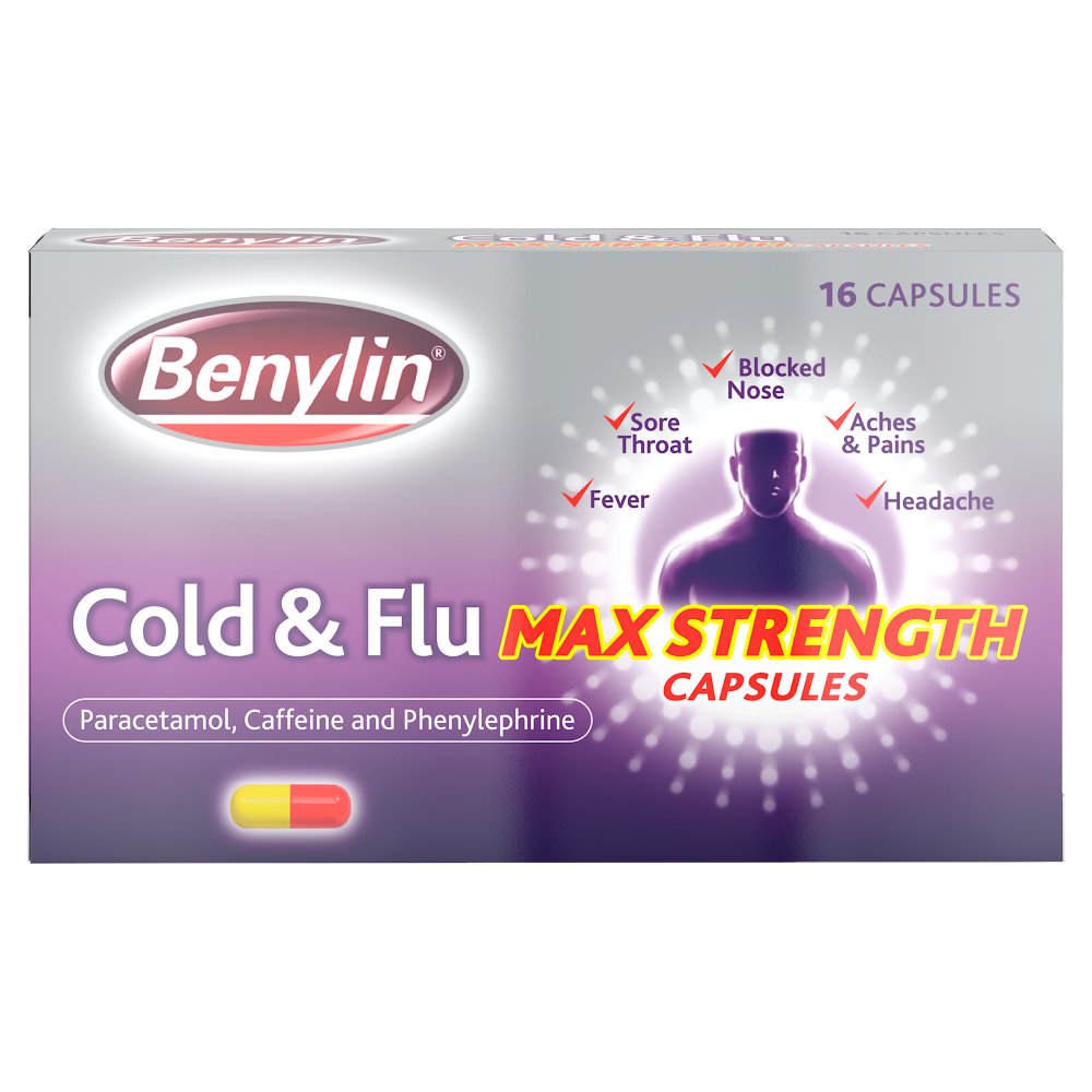 Benylin Cold & Flu Max Strength Capsules 16 Capsules