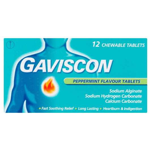 Gaviscon Peppermint Flavour Tablets 12 Chewable Tablets