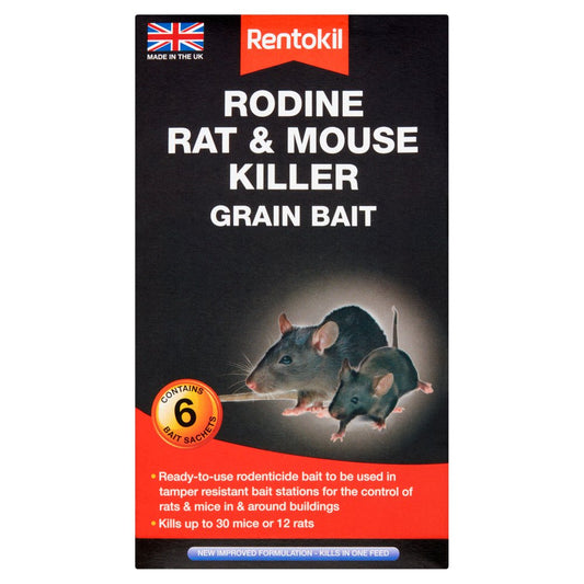 Rentokil Rodine Rat & Mouse Killer Grain Bait 6 sachet