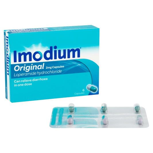 Imodium Original Loperamide Hydrochloride 2mg 6 Capsules