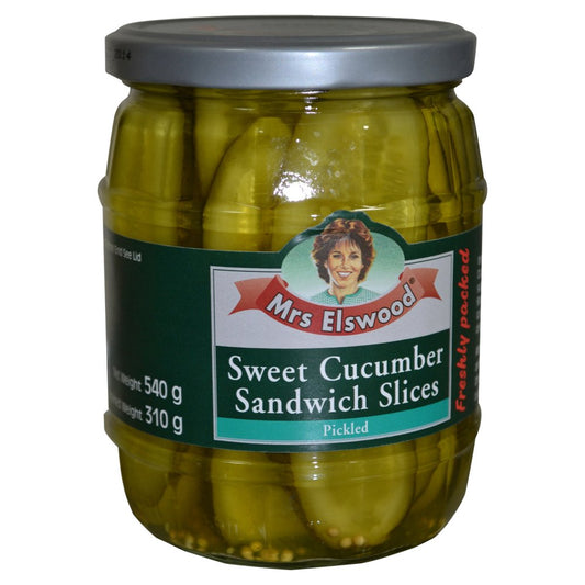 Mrs Elswood Sweet Cucumber Sandwich Slices Pickled 540g