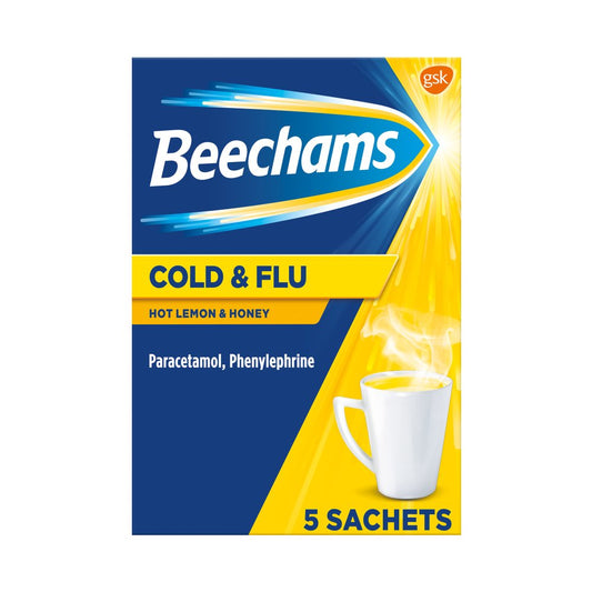 Beechams Cold & Flu Hot Lemon & Honey 5 Sachets