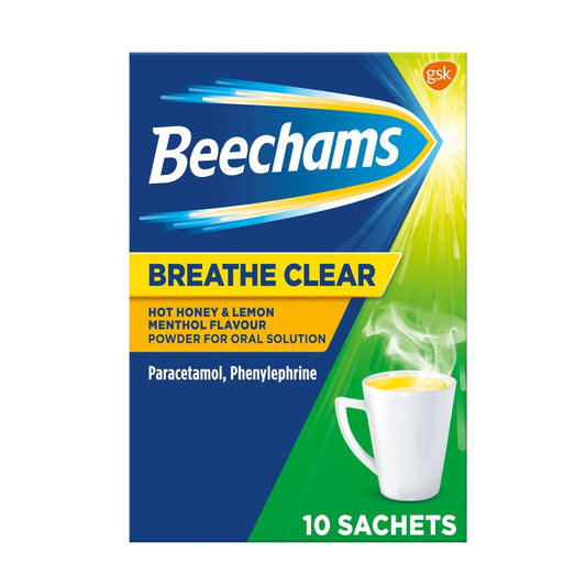 Beechams Breathe Clear Hot Honey & Lemon Menthol Flavour Sachets, 10s