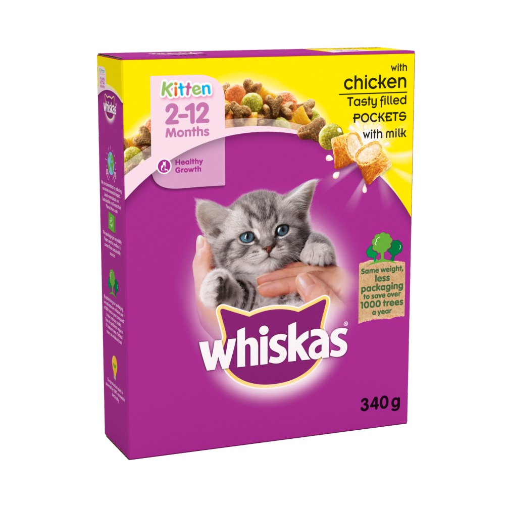 Whiskas Kitten Complete Dry Cat Food Biscuits Chicken 340g