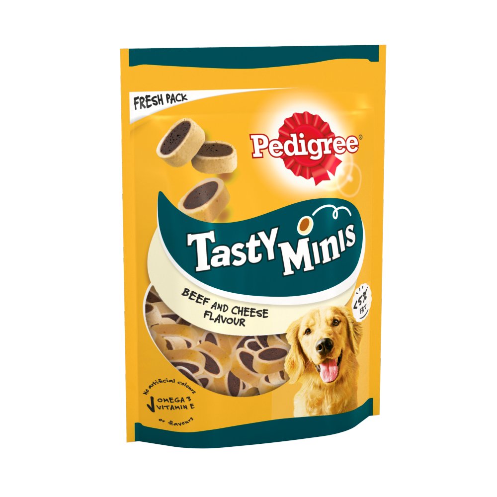 Pedigree Tasty Minis Adult Dog Treats Cheese & Beef Nibbles 140g