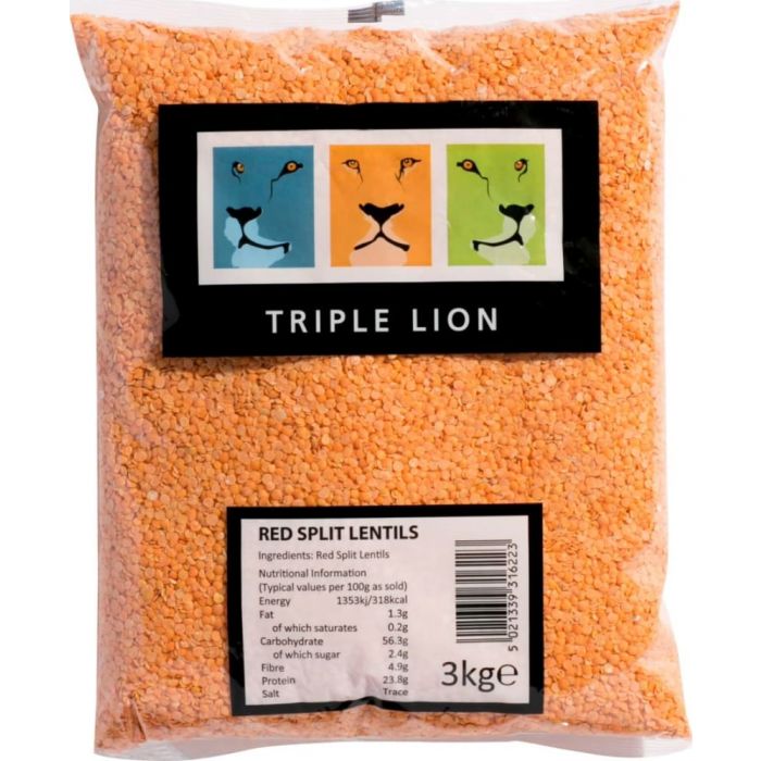 Triple Lion Red Split Lentils 3Kg