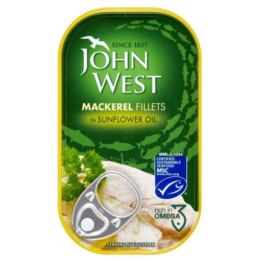 John West Mackerel Fillets in Sunflower Oil 85g Box of 10