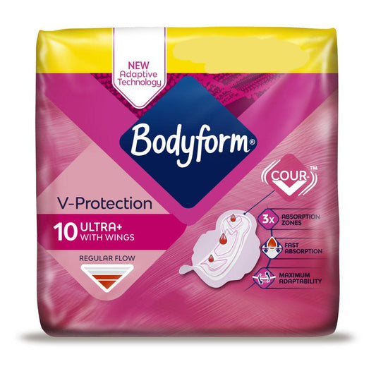 Bodyform Normal Ultra Towel with Wings, New Cour-V™ Adaptive Technology 10 pcs
