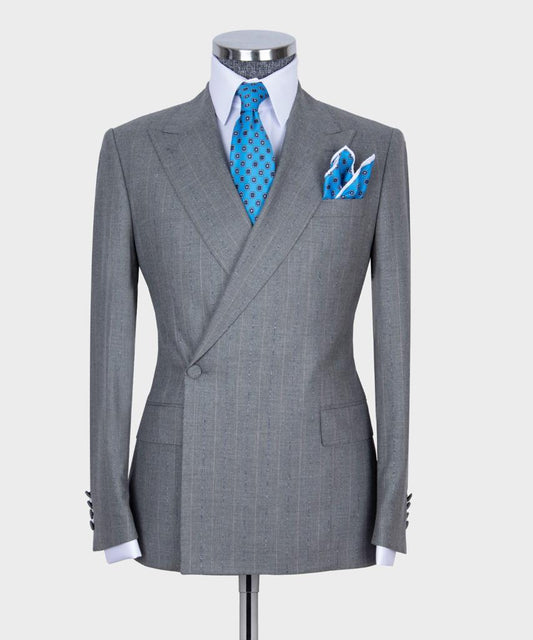 Men's Wear Clothing Outfit Grey Regular Fit One Button Fashion Suit Blazer