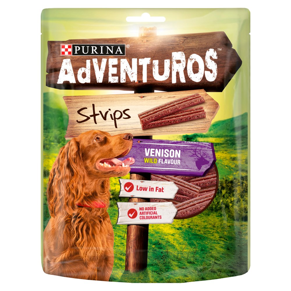 Adventuros Strips Dog Treat Venison Flavour 90g