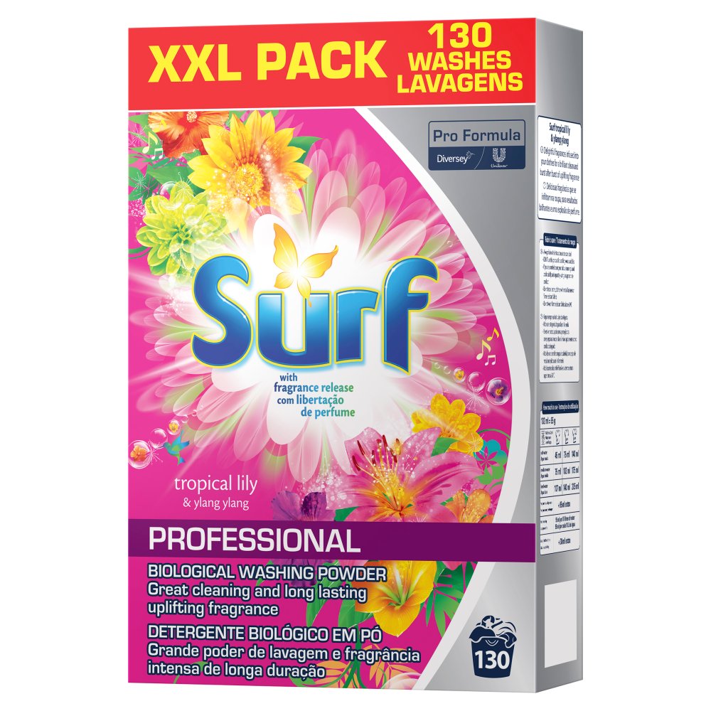 Surf Pro Formula Professional Tropical Lily & Ylang Ylang Biological Washing Powder 130 Washes 8.4kg