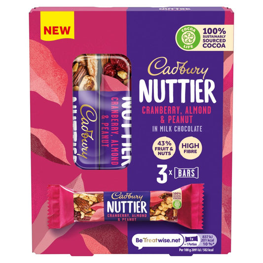 Cad Nuttier Cranberry Almond & Peanut Chocolate Bar 120g