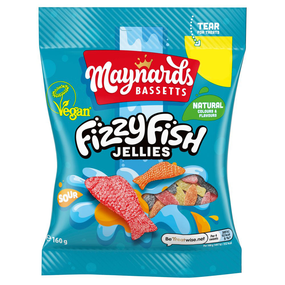 Maynards Bassetts Soft Jellies Fizzy Fish Sweets Bag 160g