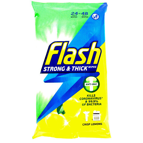 Flash Anti Bacterial Xl Lemon Wipes 48s