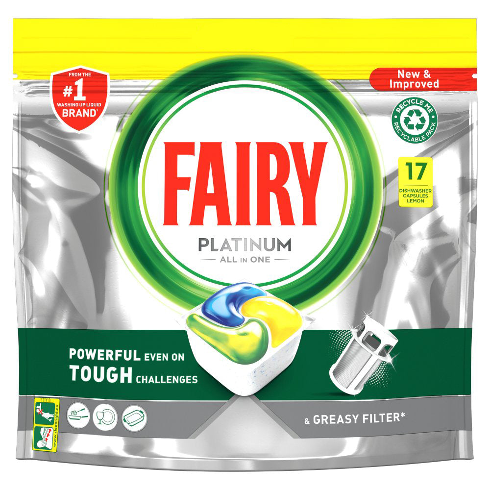 Fairy Platinum All In One Dishwasher Tablets Lemon, 17 Tablets