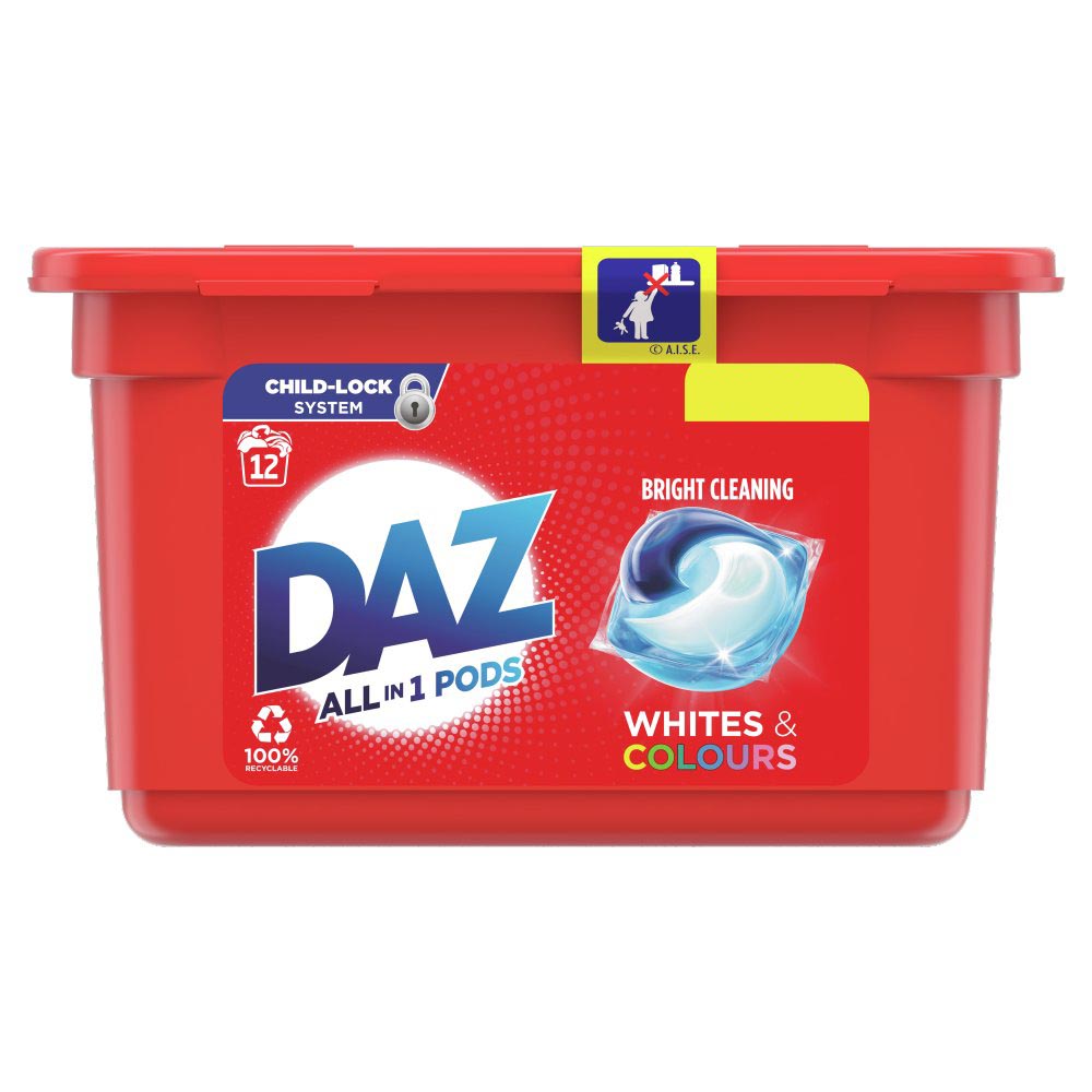 Daz ALL in 1 PODs Washing Capsules Whites & Colours 12 Washes