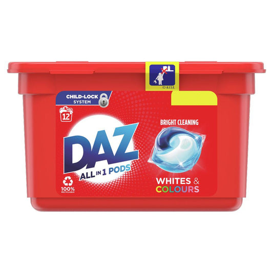 Daz ALL in 1 PODs Washing Capsules Whites & Colours 12 Washes