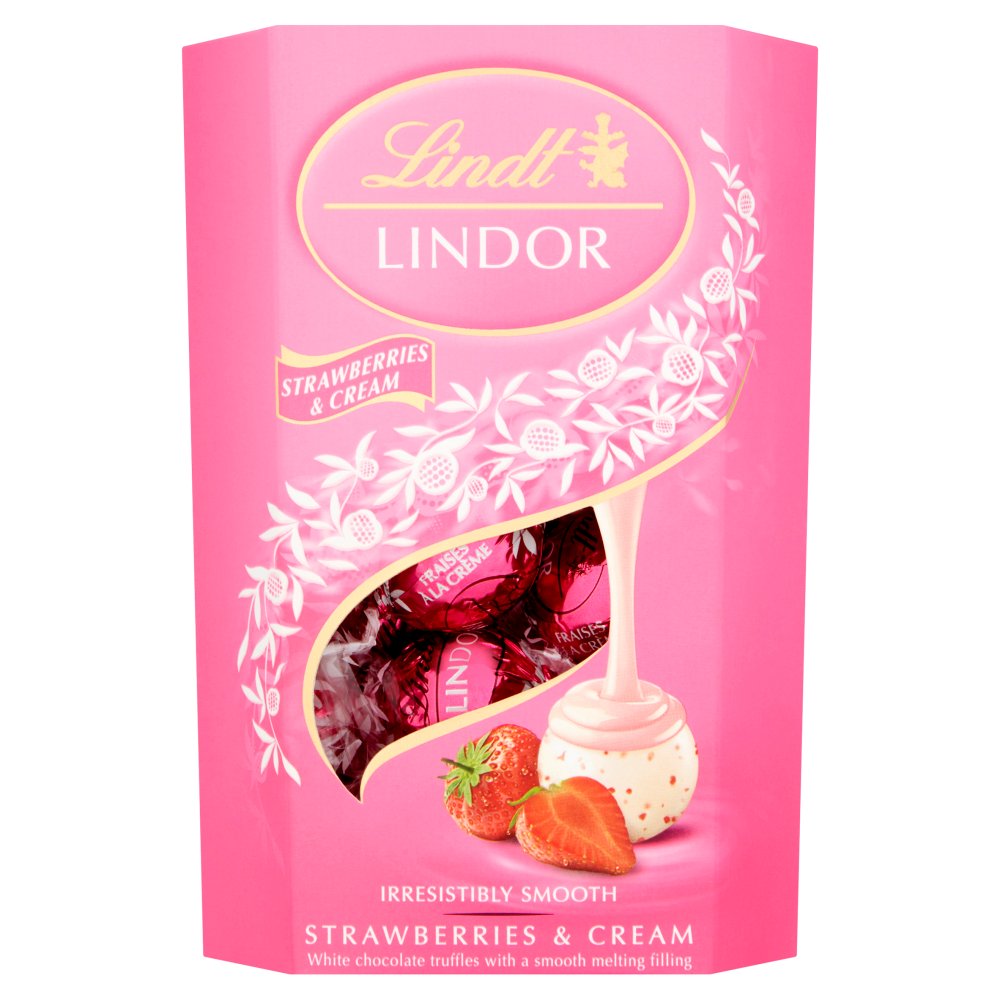 Lindt LINDOR Strawberries & Cream Chocolate Truffles Box 200g