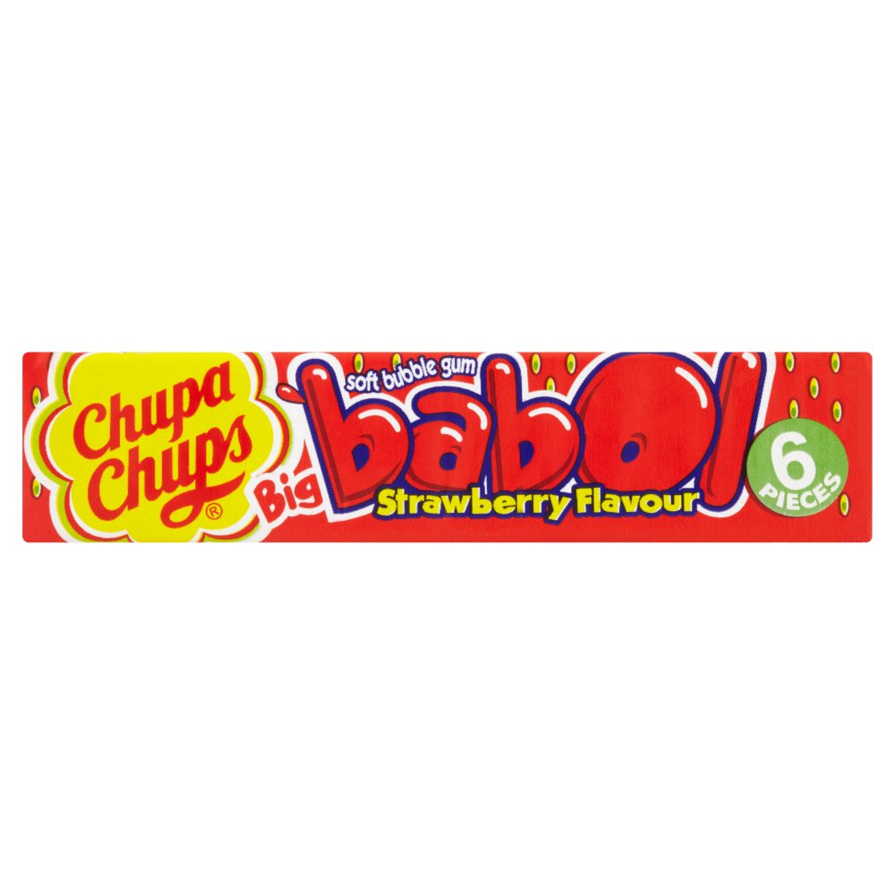 Chupa Chups Big Babol Strawberry Flavour Soft Bubble Gum - 28g / 6