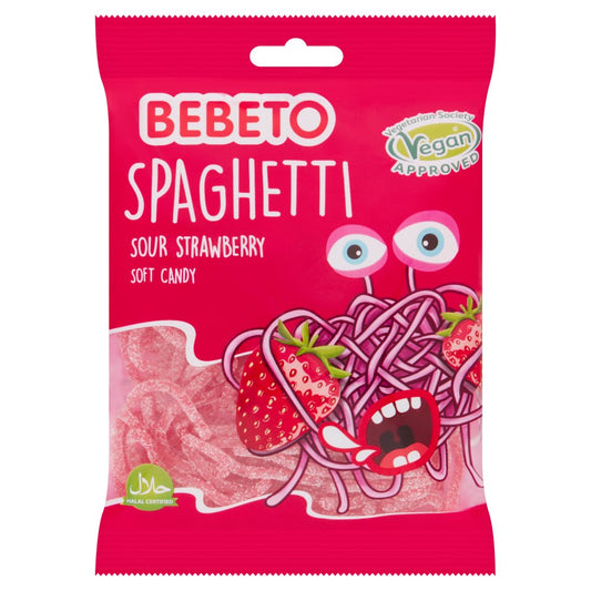 Bebeto Spaghetti Sour Strawberry Soft Candy 70g