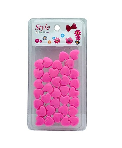 Style Collection Heart Shape Hair Beads BD003 Pink