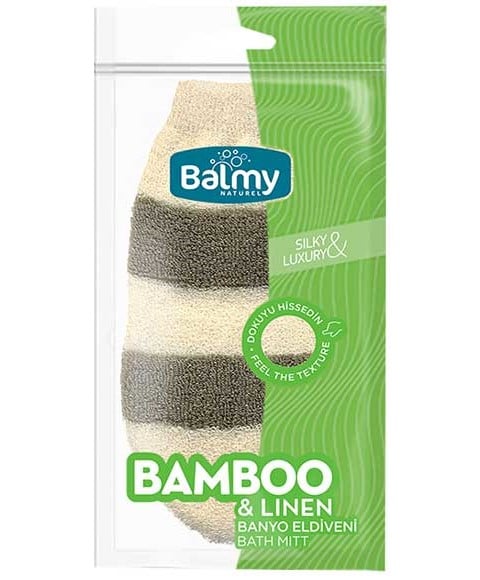 Balmy Natural Bamboo And Linen Bath Mitt