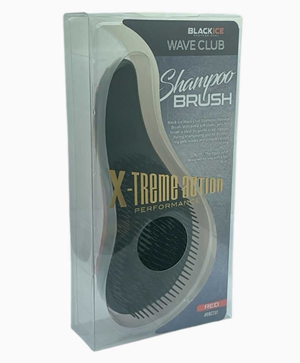 Black Ice Wave Club Shampoo Brush Red BWC201