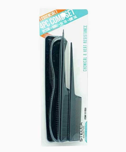 Magic Collection Mixed Comb Set 4Pcs Black