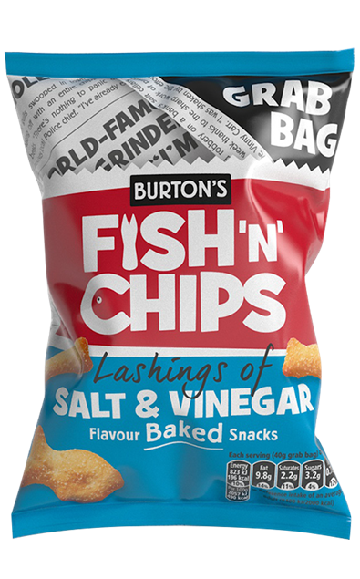 Burton's Fish'N' Chips Lashings of Salt & Vinegar Flavour Baked Snacks 125g