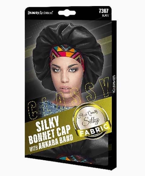 Beauty Ambition Classy Silky Bonnet Cap With Ankara Band 7367