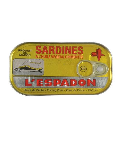 L Espadon Sardines in Vegetable Oil 125g Box of 12