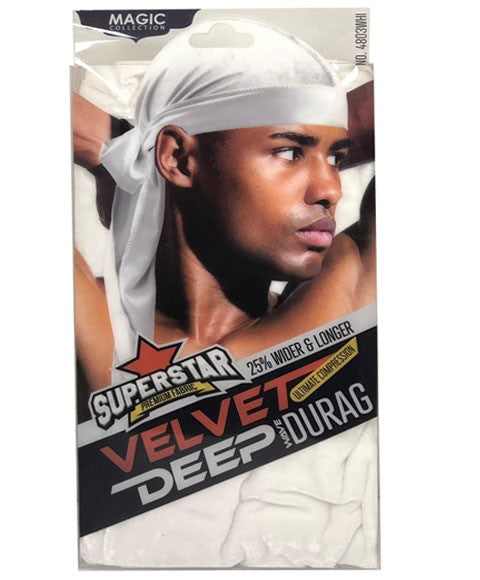 Magic Collection Superstar Velvet Deep Wave Durag 4803WHI